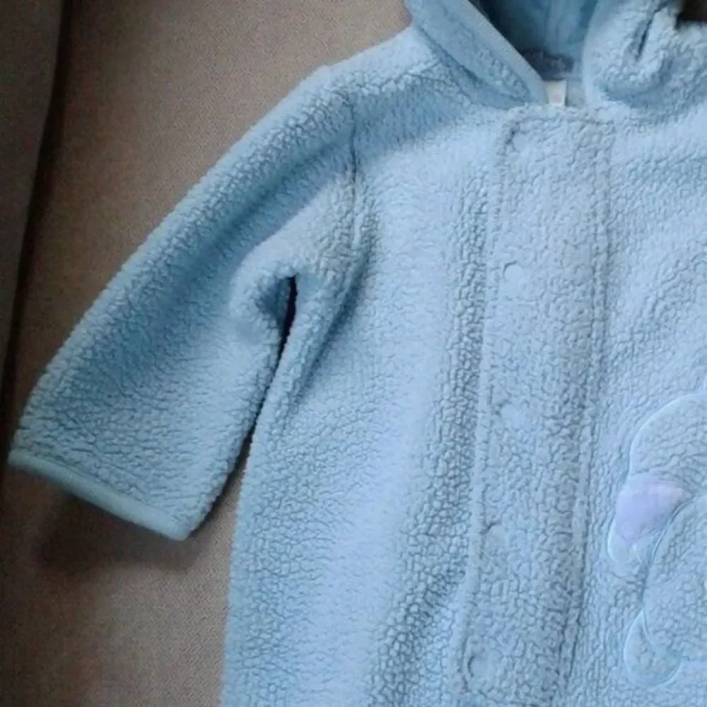 Carter's Infant Fleece Snowsuit/Bunting Size 6-9Mo Baby Blue Soft Puppy Hood Zip